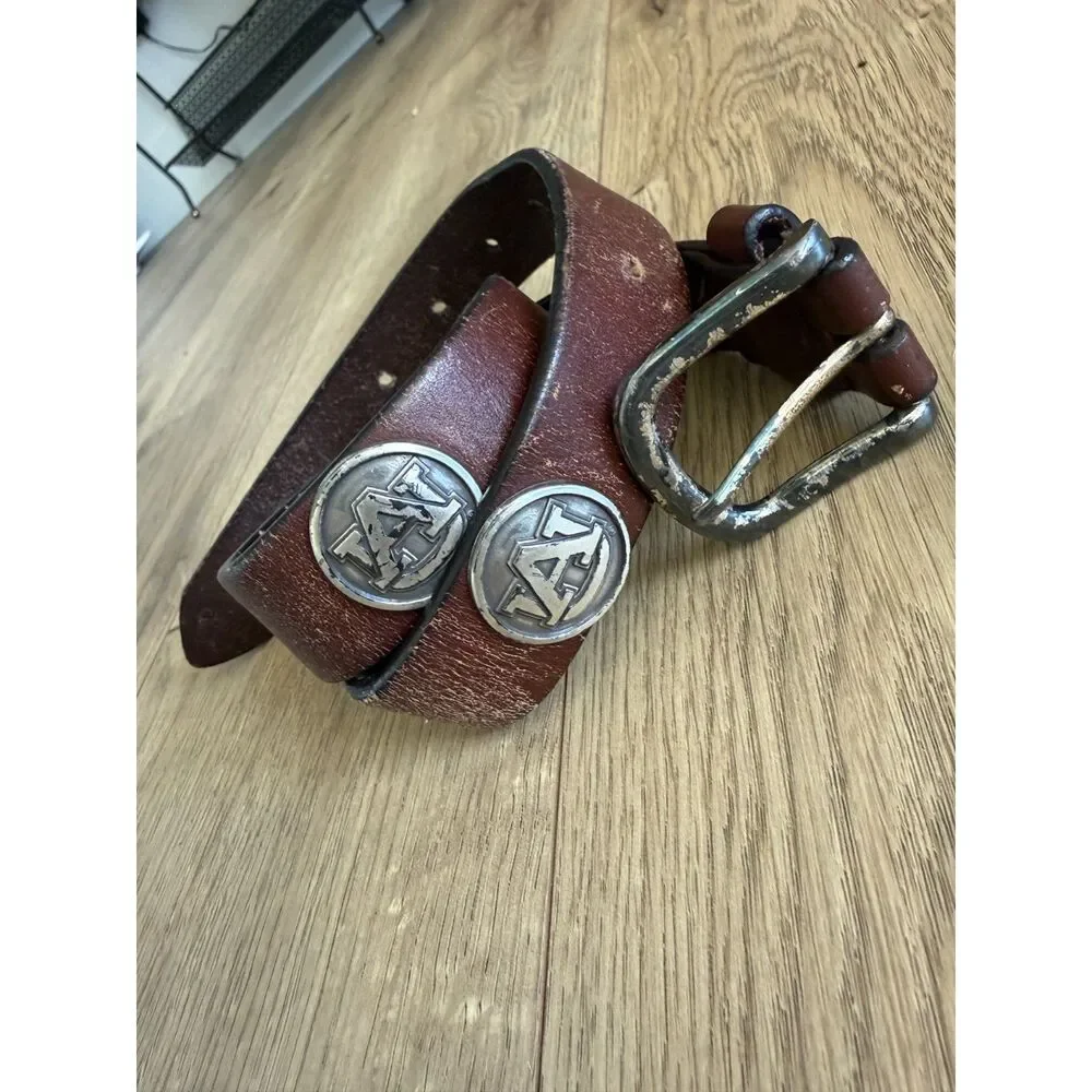 AUBURN UNIVERSITY M alabama tigers vintage kids leather concho silver belt
